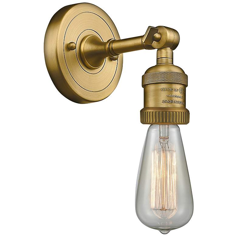 Image 1 Franklin Restoration Bare Bulb 5" Brushed Brass Sconce