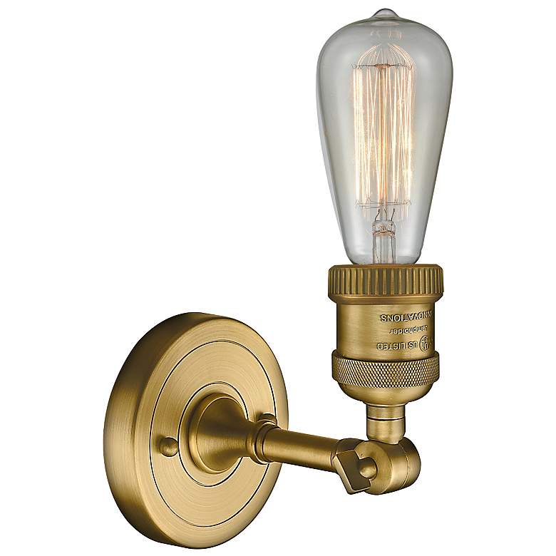 Image 3 Franklin Restoration Bare Bulb 5" Brushed Brass Sconce more views