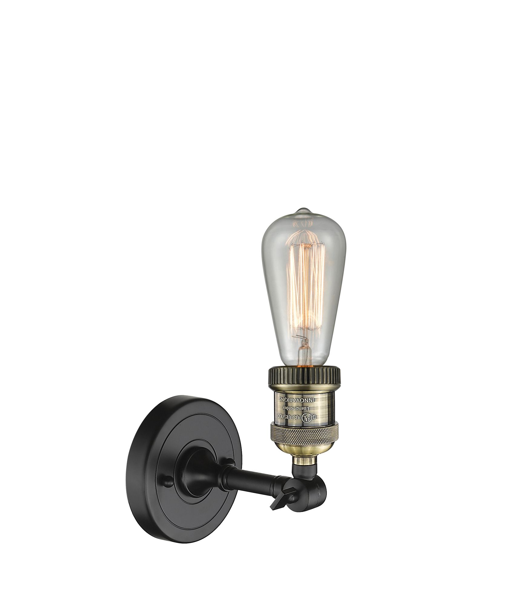 Image 2 Franklin Restoration Bare Bulb 5" LED Sconce - Black Brass Finish more views