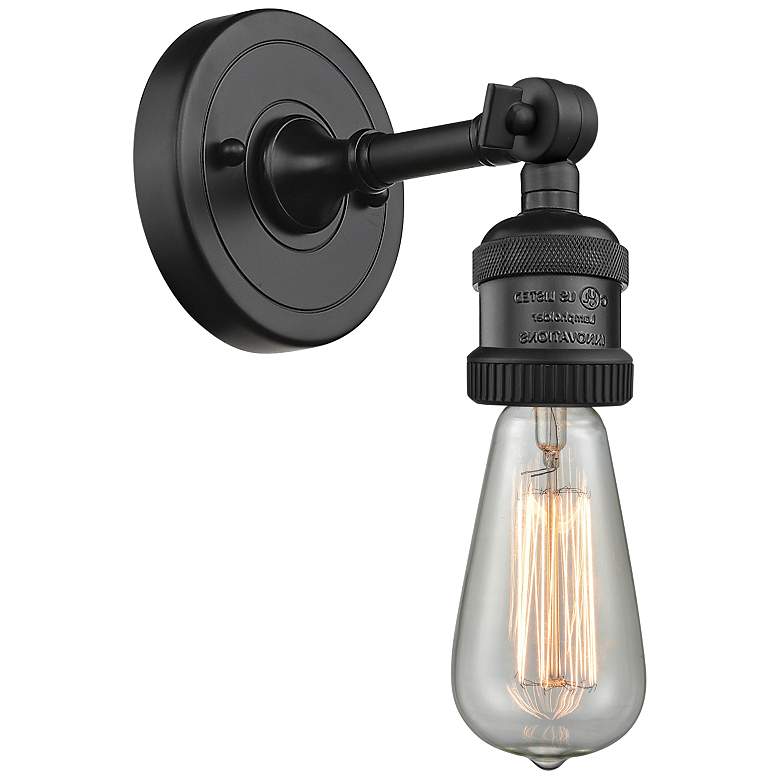 Image 1 Franklin Restoration Bare Bulb 5" Matte Black Sconce