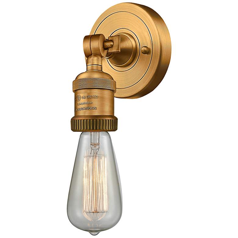 Image 1 Franklin Restoration Bare Bulb 5"H Brushed Brass LED Sconce