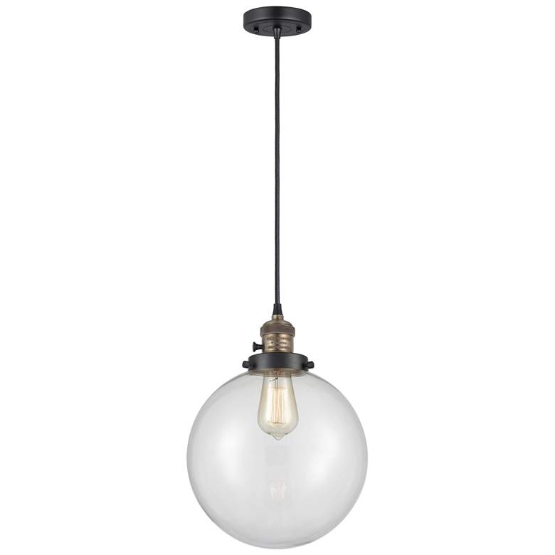 Image 1 Franklin Restoration Beacon 10" LED Mini Pendant - Black Brass - Clear