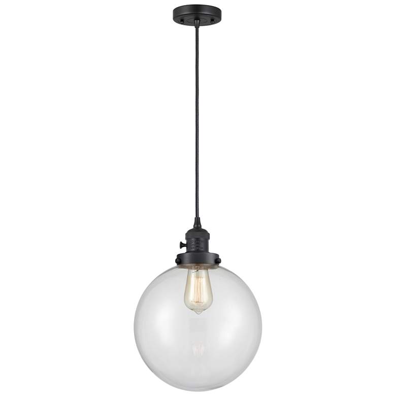 Image 1 Franklin Restoration Beacon 10" LED Mini Pendant - Black - Clear