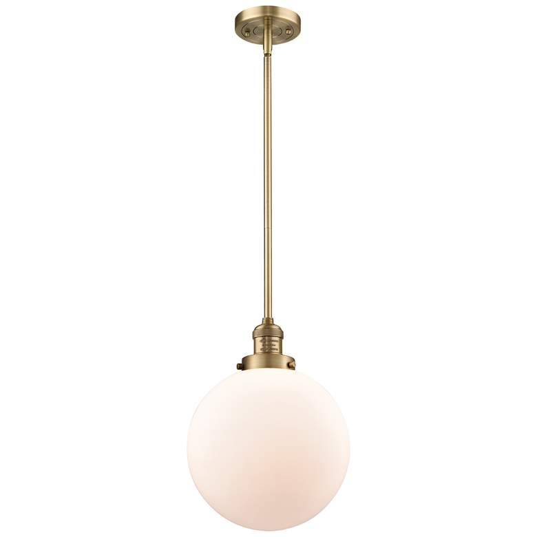 Image 1 Franklin Restoration Beacon 10" LED Mini Pendant - Brass - Matte White