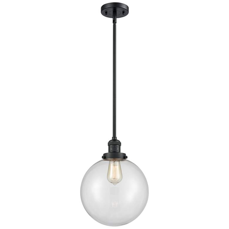 Image 1 Franklin Restoration Beacon 10" LED Mini Pendant - Matte Black - Clear