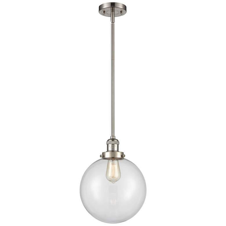 Image 1 Franklin Restoration Beacon 10" LED Mini Pendant - Satin Nickel - Clea