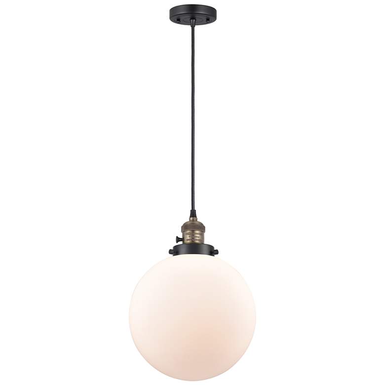 Image 1 Franklin Restoration Beacon 10" Mini Pendant - Black Brass - Matte Whi