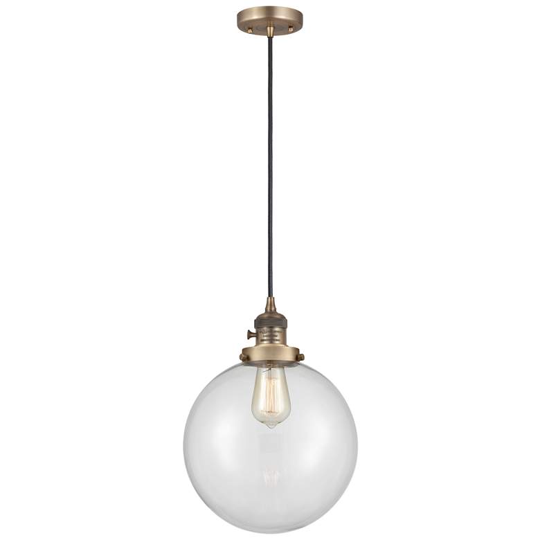 Image 1 Franklin Restoration Beacon 10" Mini Pendant - Brushed Brass - Clear S