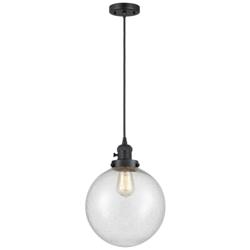 Franklin Restoration Beacon 10" Mini Pendant - Matte Black - Seedy Shade
