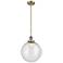 Franklin Restoration Beacon 12" Brass Stemmed Mini Pendant w/ Seedy Sh