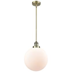 Franklin Restoration Beacon 12" Brass Stemmed Mini Pendant w/ White Sh
