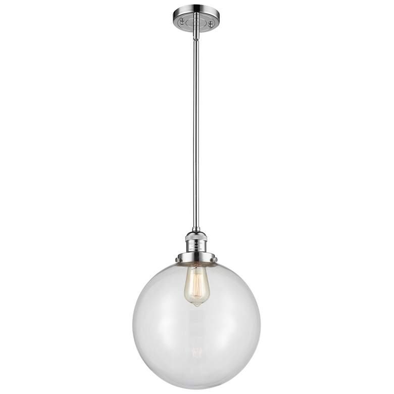 Image 1 Franklin Restoration Beacon 12" Chrome Stemmed Mini Pendant w/ Clear S