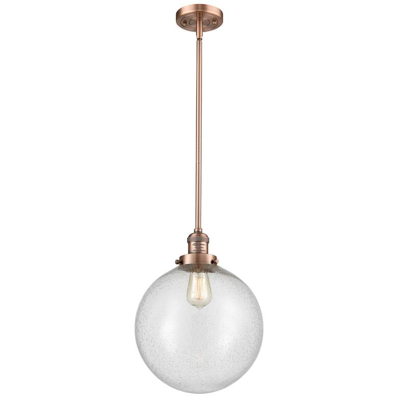 Image 1 Franklin Restoration Beacon 12" Copper Stemmed Mini Pendant w/ Seedy S