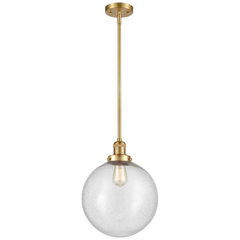 Image 1 Franklin Restoration Beacon 12" Gold Stemmed Mini Pendant w/ Seedy Sha