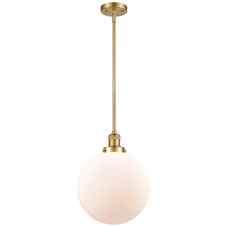 Image 1 Franklin Restoration Beacon 12" Gold Stemmed Mini Pendant w/ White Sha
