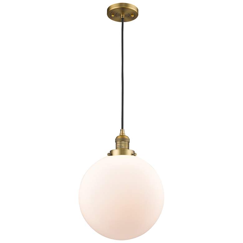 Image 1 Franklin Restoration Beacon 12" LED Mini Pendant - Brass - Matte White