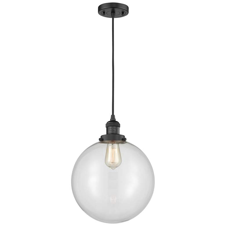 Image 1 Franklin Restoration Beacon 12" LED Mini Pendant - Matte Black - Clear