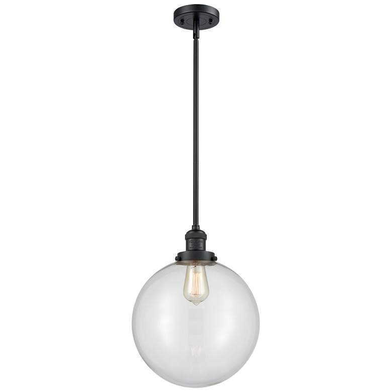Image 1 Franklin Restoration Beacon 12" LED Mini Pendant - Matte Black - Clear