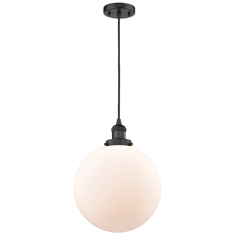 Image 1 Franklin Restoration Beacon 12" LED Mini Pendant - Matte Black - White