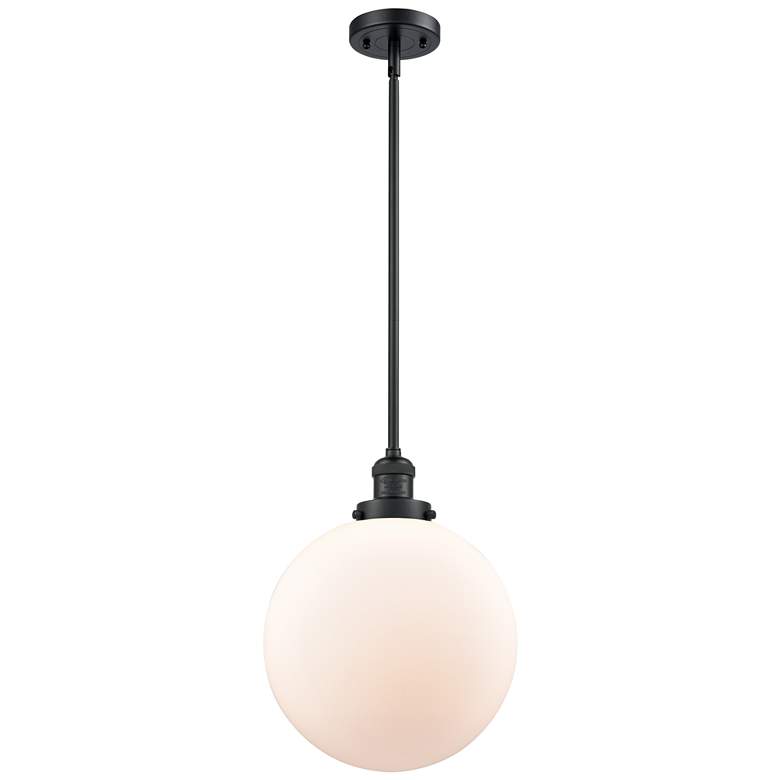 Image 1 Franklin Restoration Beacon 12" LED Mini Pendant - Matte Black - White