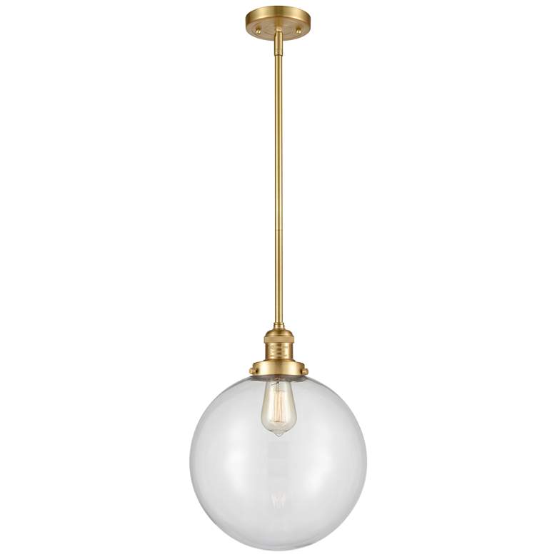 Image 1 Franklin Restoration Beacon 12" LED Mini Pendant - Satin Gold - Clear