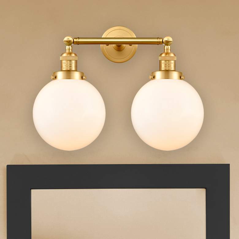 Image 1 Franklin Restoration Beacon 14"H Satin Gold 2-Light Sconce