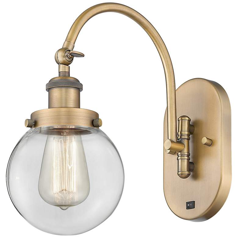 Image 1 Franklin Restoration Beacon 6" Incandescent Sconce - Brass - Clear Sha