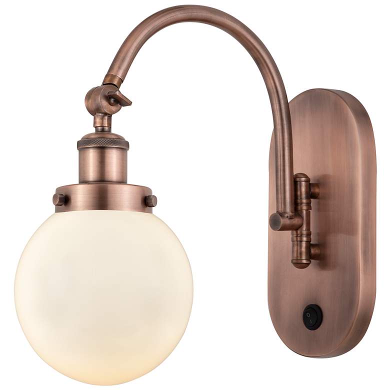 Image 1 Franklin Restoration Beacon 6" Incandescent Sconce - Copper - White Sh