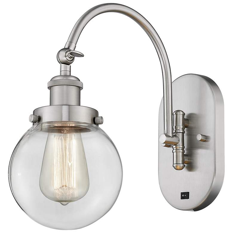 Image 1 Franklin Restoration Beacon 6 inch Incandescent Sconce - Nickel - Clear Sh