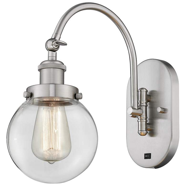 Image 1 Franklin Restoration Beacon 6" Incandescent Sconce - Nickel - Clear Sh