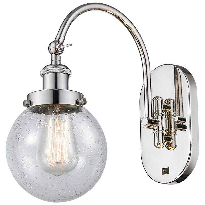 Image 1 Franklin Restoration Beacon 6" Incandescent Sconce - Nickel - Seedy Sh