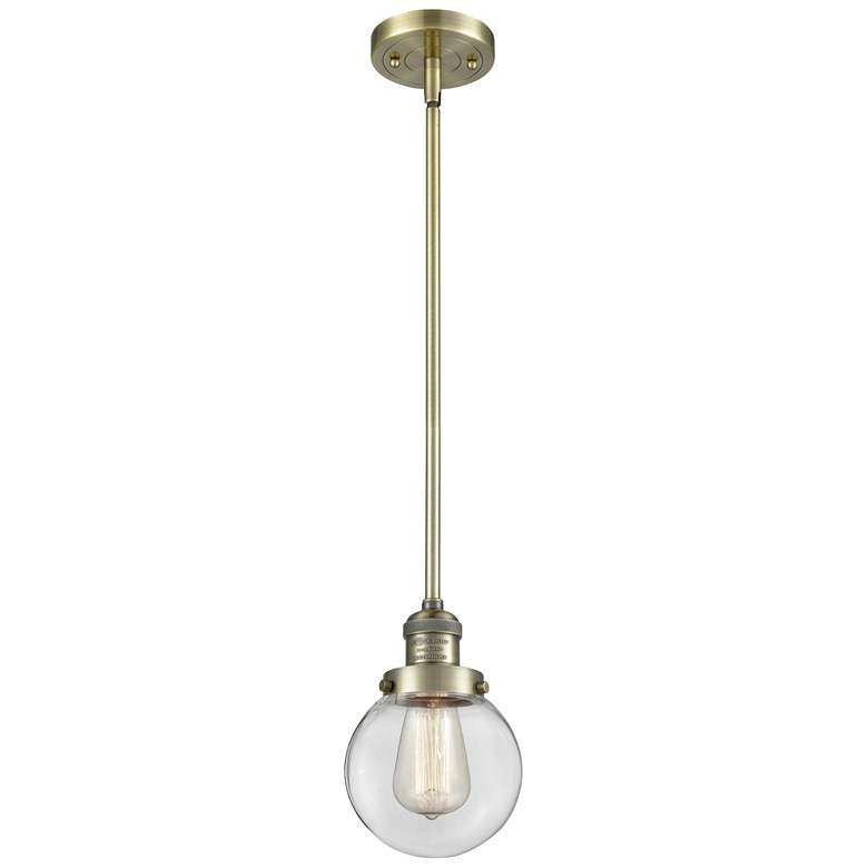 Image 1 Franklin Restoration Beacon 6" LED Mini Pendant - Antique Brass - Clea