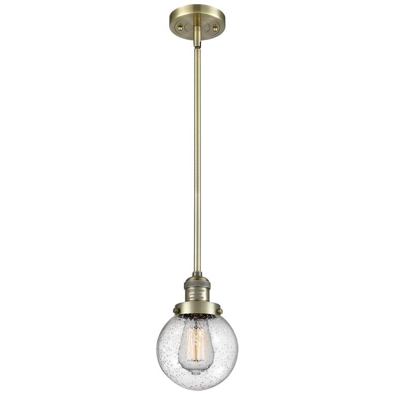 Image 1 Franklin Restoration Beacon 6" LED Mini Pendant - Antique Brass - Seed