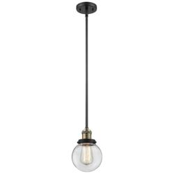 Franklin Restoration Beacon 6" LED Mini Pendant - Black Brass - Clear