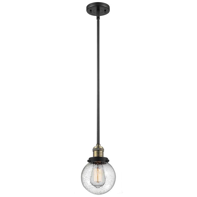 Image 1 Franklin Restoration Beacon 6" LED Mini Pendant - Black Brass - Seedy