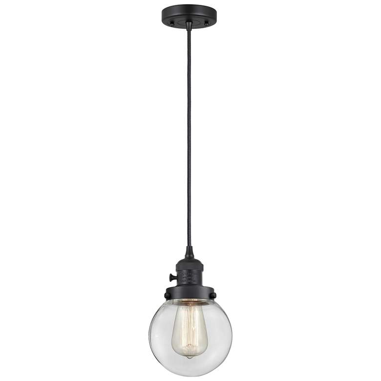 Image 1 Franklin Restoration Beacon 6" LED Mini Pendant - Black - Clear