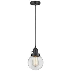 Franklin Restoration Beacon 6" LED Mini Pendant - Black - Clear