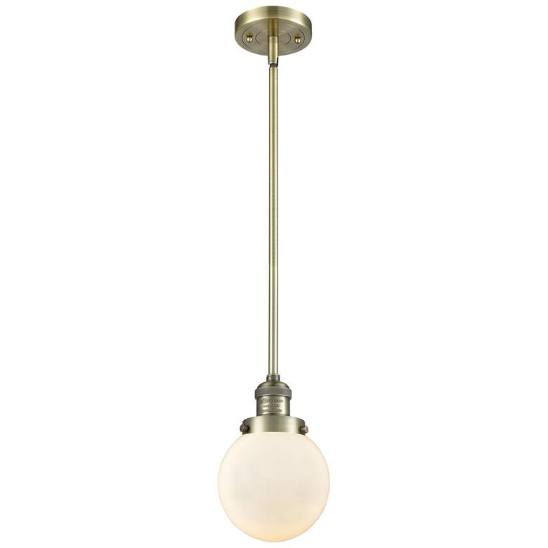 Image 1 Franklin Restoration Beacon 6" LED Mini Pendant - Brass - Matte White