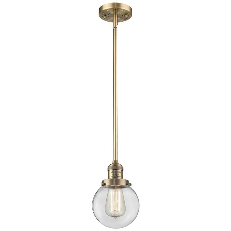 Image 1 Franklin Restoration Beacon 6" LED Mini Pendant - Brushed Brass - Clea