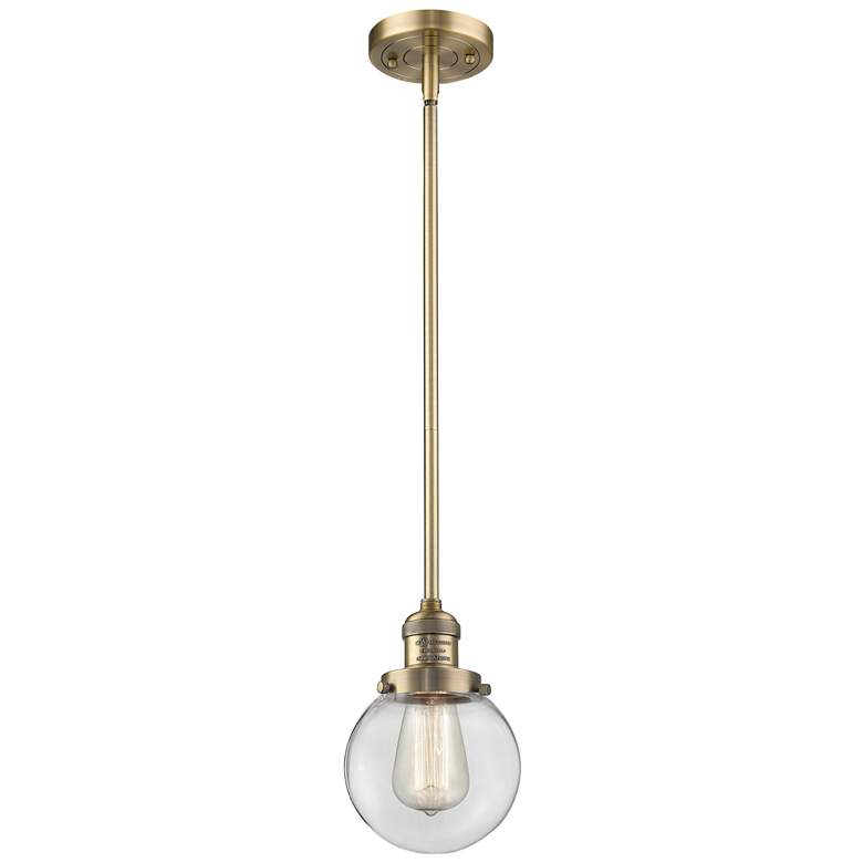 Image 1 Franklin Restoration Beacon 6 inch LED Mini Pendant - Brushed Brass - Clea