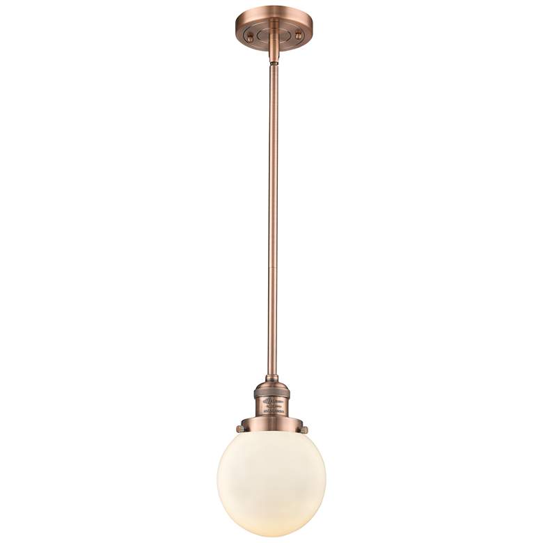 Image 1 Franklin Restoration Beacon 6 inch LED Mini Pendant - Copper - Matte White