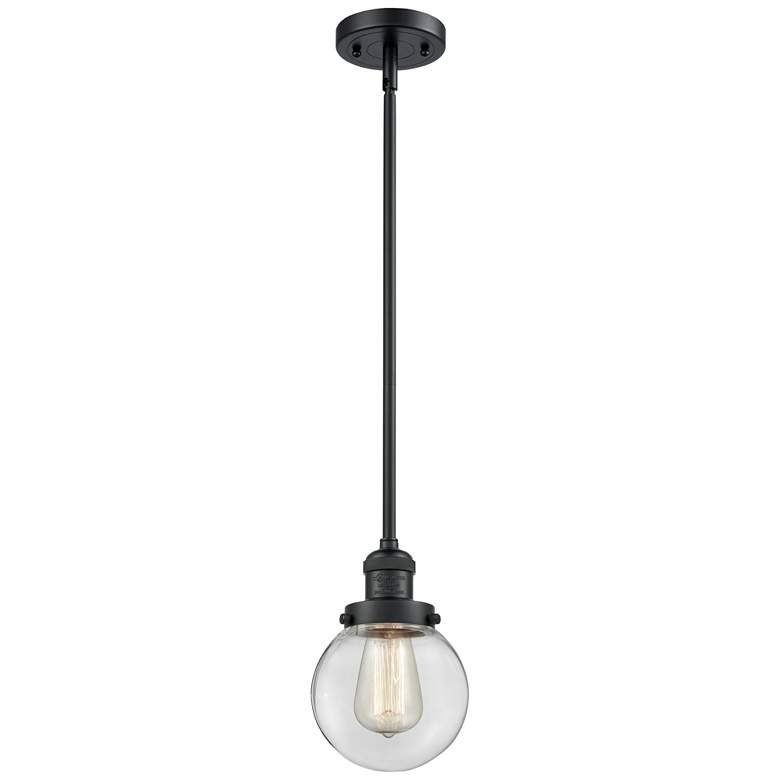 Image 1 Franklin Restoration Beacon 6" LED Mini Pendant - Matte Black - Clear