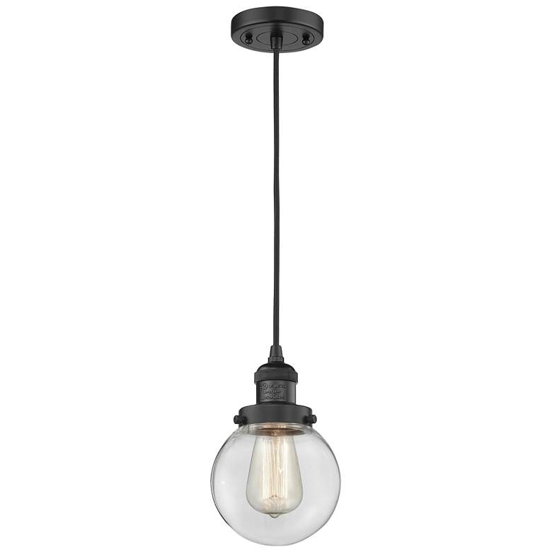 Image 1 Franklin Restoration Beacon 6" LED Mini Pendant - Matte Black - Clear