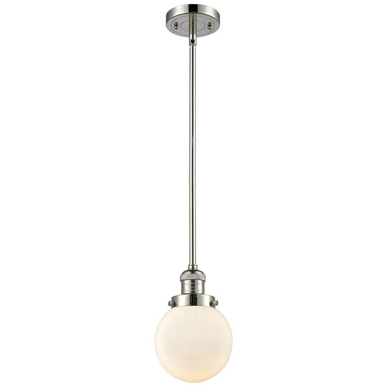 Image 1 Franklin Restoration Beacon 6" LED Mini Pendant - Polished Nickel - Wh