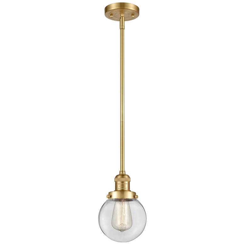 Image 1 Franklin Restoration Beacon 6" LED Mini Pendant - Satin Gold - Clear
