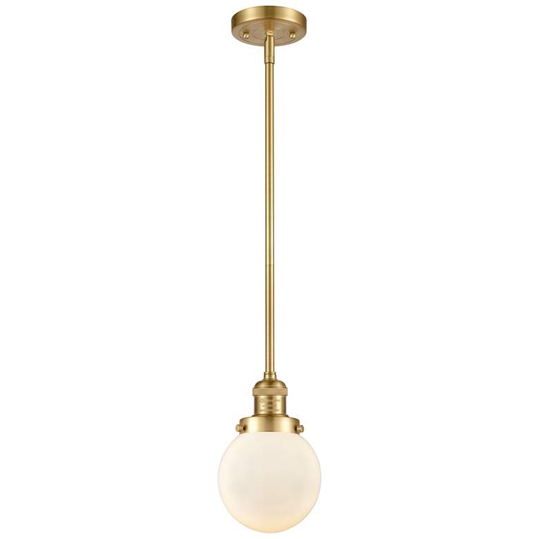 Image 1 Franklin Restoration Beacon 6" LED Mini Pendant - Satin Gold - Matte W