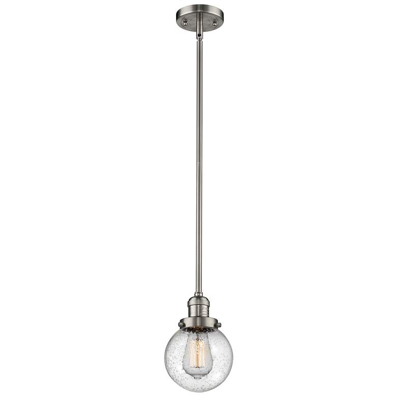 Image 1 Franklin Restoration Beacon 6" LED Mini Pendant - Satin Nickel - Seedy
