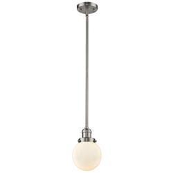 Franklin Restoration Beacon 6" LED Mini Pendant - Satin Nickel - White