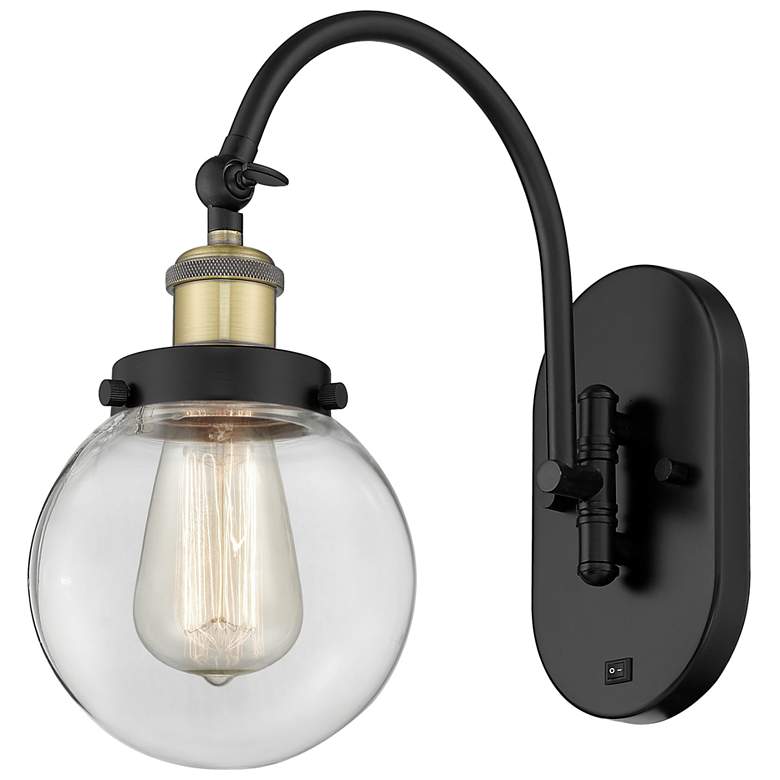 Image 1 Franklin Restoration Beacon 6" LED Sconce - Black Brass - Clear Shade