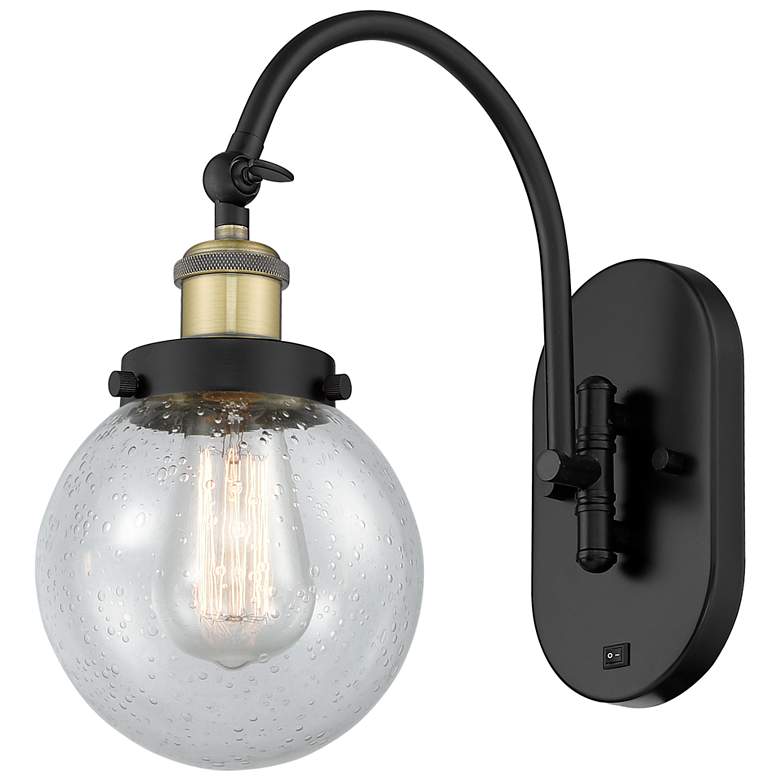 Image 1 Franklin Restoration Beacon 6" LED Sconce - Black Brass - Seedy Shade
